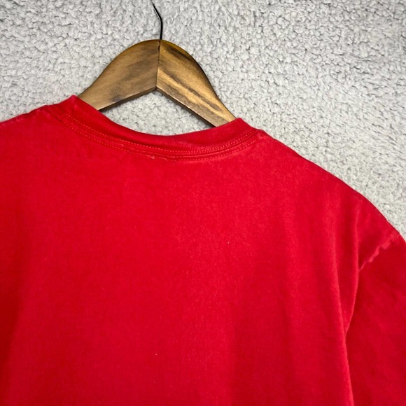 Vintage Nike Shirt Men's Large Red Black Graphic Center Swoosh Short Sleeve Y2K - Picture 9 of 10
